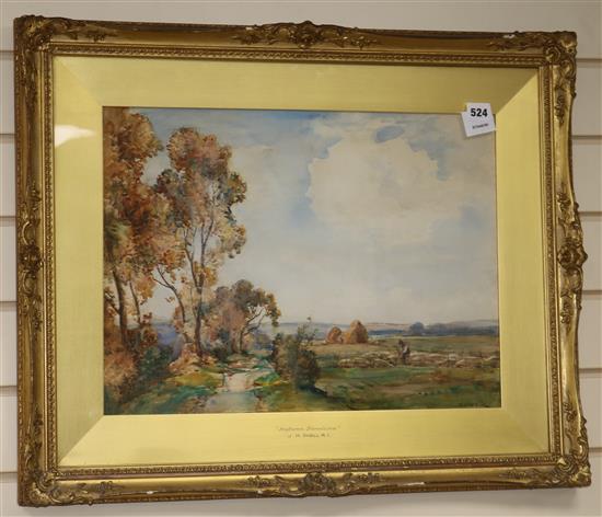 James Herbert Snell (1861-1935) watercolour, Autumn sunshine, signed, 37 x 50cm